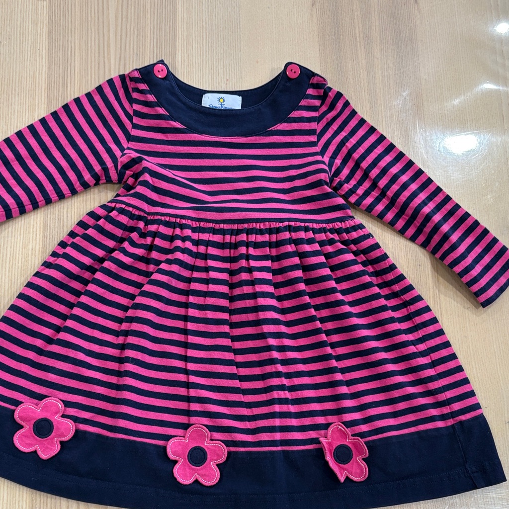 Florence Eiseman Pink And Navy Striped Dress